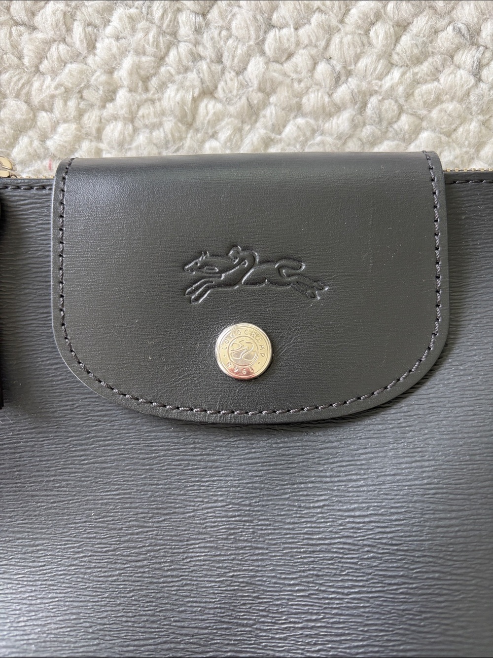 Longchamp Black Crossbody with Tan Leather Pull Tab - Picture 3 of 11